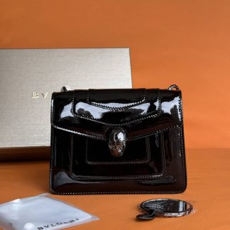 Replica Bvlgari Serpenti Forever Patent Leather Chain shoulder bag