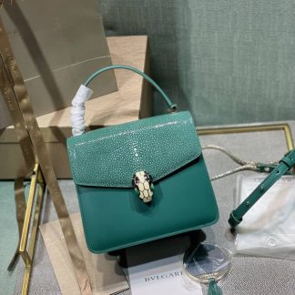 Replica Bvlgari Serpenti Forever Pearl Fish Leather Top Handle Crossbody Bag