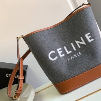 Replica Celine Triomphe Wool Calfskin Bucket Bag