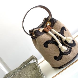 Replica Celine Teen Triomphe Canvas Drawstring Bucket Bag