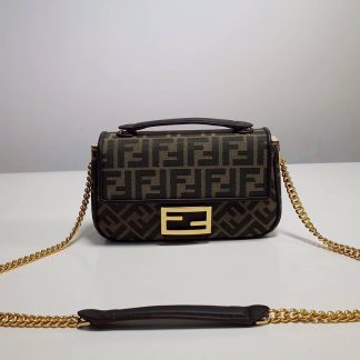 Replica Fendi Canvas FF Embroidered Baguette Shoulder Bag