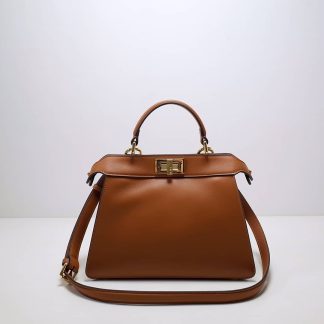 Replica Fendi Iconic Peekaboo Iseeu Top Handle Leather Satchel Bag