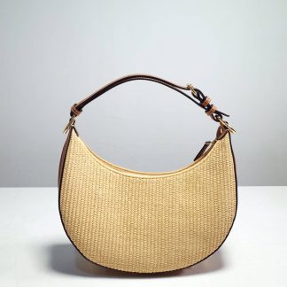 Replica Fendi Fendigraphy Straw Leather Hobo Bag
