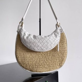 Replica Bottega Veneta Medium Gemelli Raffia shoulder bag with Intrecciato leather