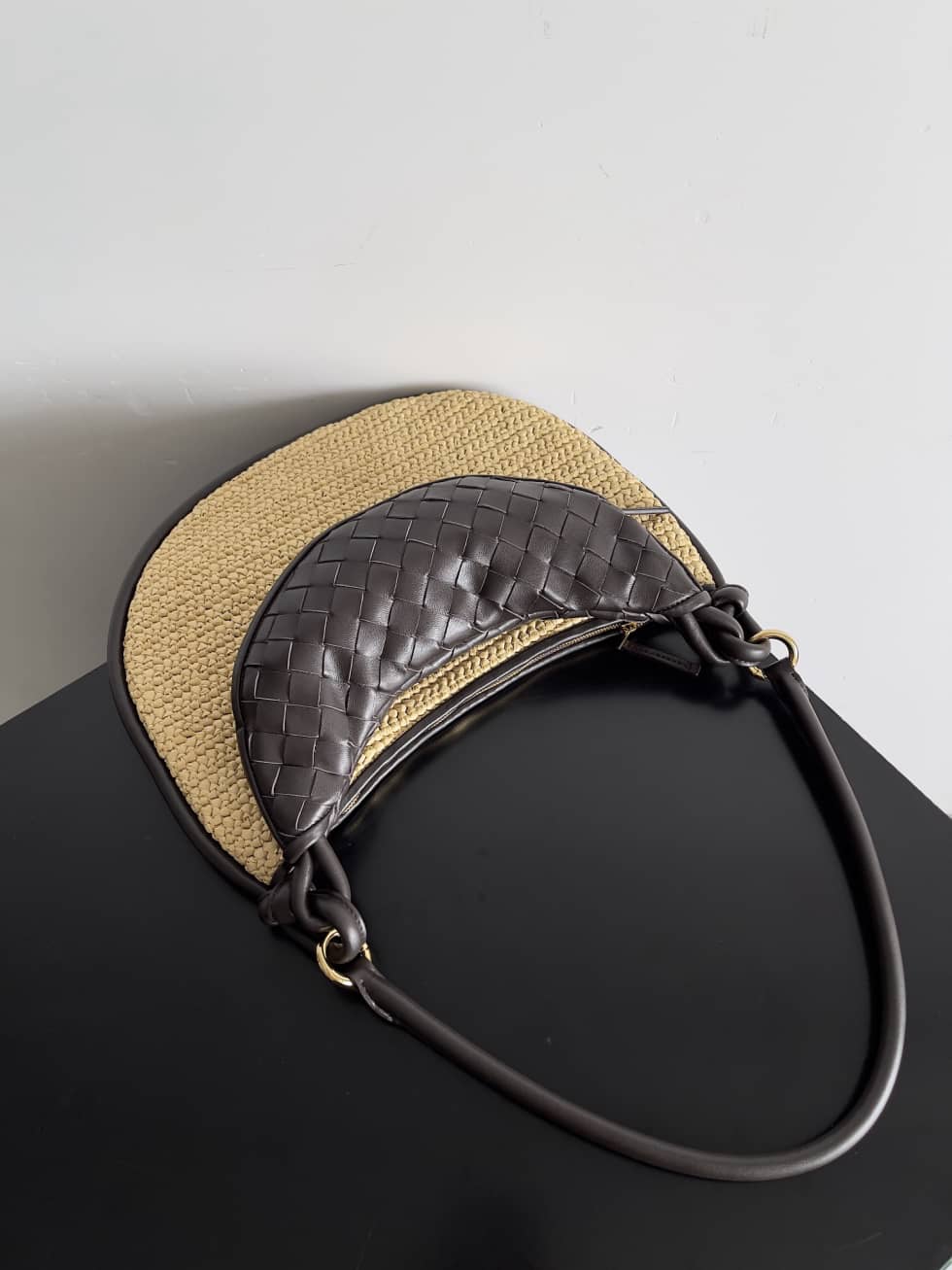 Replica Bottega Veneta Medium Gemelli Raffia shoulder bag with Intrecciato leather_3_155342 Replica Bottega Veneta Medium Gemelli Raffia shoulder bag with Intrecciato leather