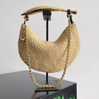 Replica Bottega Veneta Sardine Leather-trimmed Raffia Shoulder Bag