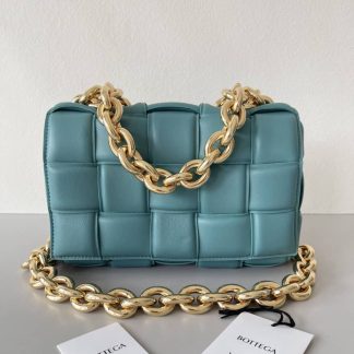 Replica Bottega Veneta Lambskin Maxi Intreccio Padded Chain Cassette Crossbody Bag