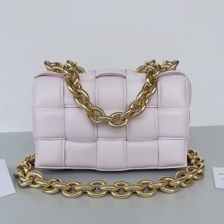 Replica Bottega Veneta Lambskin Maxi Intreccio Padded Chain Cassette Crossbody Bag