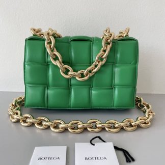 Replica Bottega Veneta Lambskin Maxi Intreccio Padded Chain Cassette Crossbody Bag