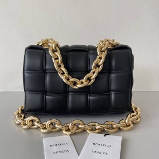 Replica Bottega Veneta Lambskin Maxi Intreccio Padded Chain Cassette Crossbody Bag