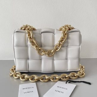 Replica Bottega Veneta Lambskin Maxi Intreccio Padded Chain Cassette Crossbody Bag