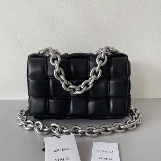 Replica Bottega Veneta Lambskin Maxi Intreccio Padded Chain Cassette Crossbody Bag