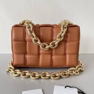 Replica Bottega Veneta Lambskin Maxi Intreccio Padded Chain Cassette Crossbody Bag