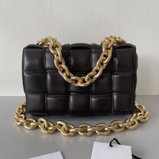 Replica Bottega Veneta Lambskin Maxi Intreccio Padded Chain Cassette Crossbody Bag