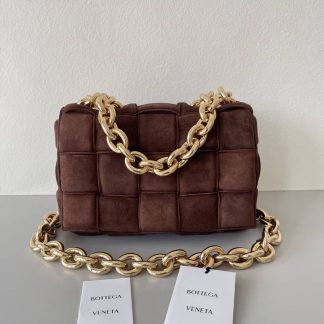 Replica Bottega Veneta Lambskin Maxi Intreccio Padded Chain Cassette Crossbody Bag