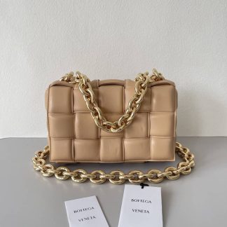 Replica Bottega Veneta Lambskin Maxi Intreccio Padded Chain Cassette Crossbody Bag