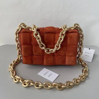 Replica Bottega Veneta Lambskin Maxi Intreccio Padded Chain Cassette Crossbody Bag