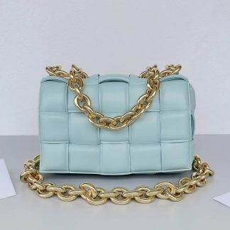 Replica Bottega Veneta Lambskin Maxi Intreccio Padded Chain Cassette Crossbody Bag