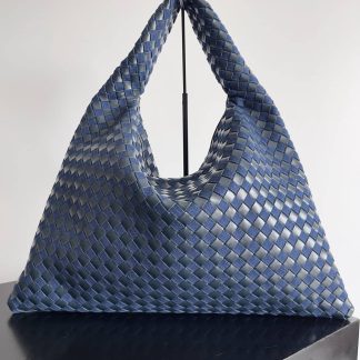 Replica Bottega Veneta Hop Large Intrecciato Leather Denim Hobo Bag