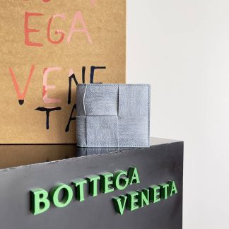 Replica Bottega Veneta Cassette nappa leather Bi-Fold wallet with denim print