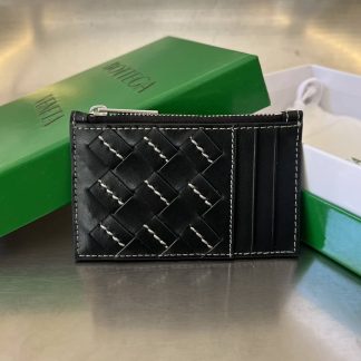Replica Bottega Veneta Intreccio Leather Zipped Card Case
