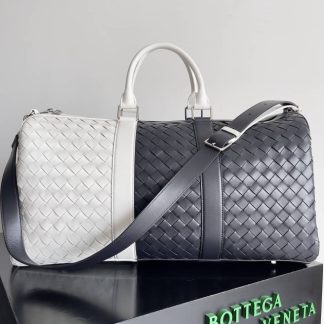Replica Bottega Veneta Intreccio Cowhide Leather Travel Duffel Bag