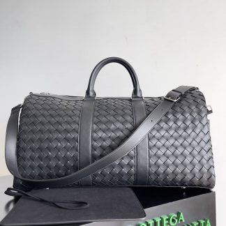 Replica Bottega Veneta Intreccio Cowhide Leather Travel Duffel Bag