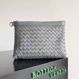 Replica Bottega Veneta Intrecciato Leather Zip Clutch Pouch