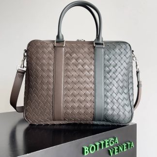 Replica Bottega Veneta colorblock leather Intrecciato briefcase