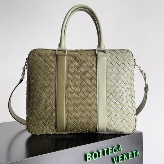 Replica Bottega Veneta colorblock leather Intrecciato briefcase