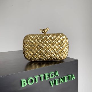 Replica Bottega Veneta Lambskin Intrecciato Minaudiere Knot Clutch