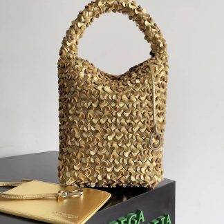 Replica Bottega Veneta Cabat intrecciato metallic leather bucket bag