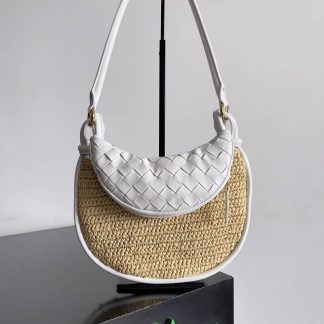 Replica Bottega Veneta Small Gemelli Raffia shoulder bag with Intrecciato leather